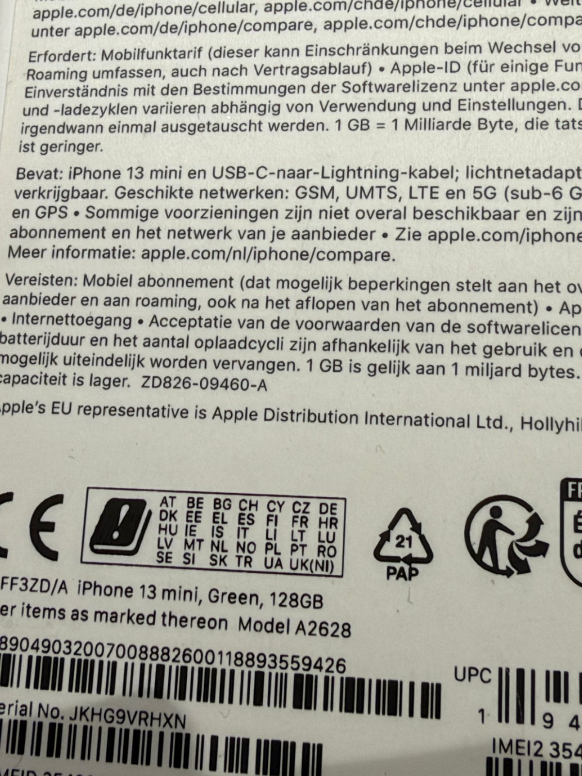 iPhone 13 mini Groen 128GB - Zo goed als nieuw, Telecommunicatie, Mobiele telefoons | Apple iPhone, Ophalen, 128 GB, Zo goed als nieuw