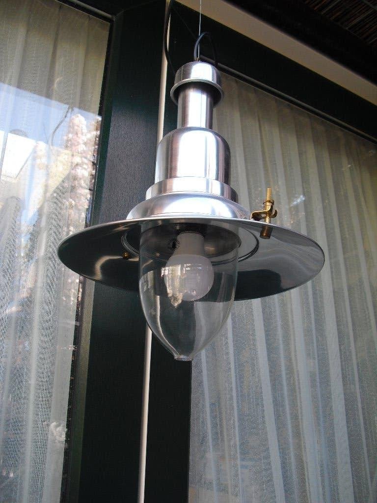 TE KOOP DRIE ALUMINIUM KAMER HANGLAMPEN, Ophalen