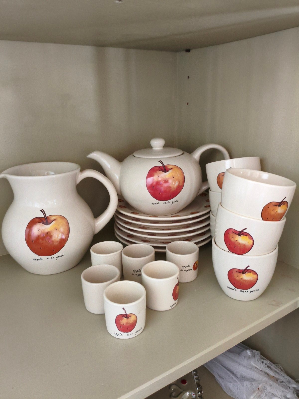 Vintage Jet by Ter Steege servies met appel decor, Gebruikt, Keramiek, Vintage, Ophalen of Verzenden
