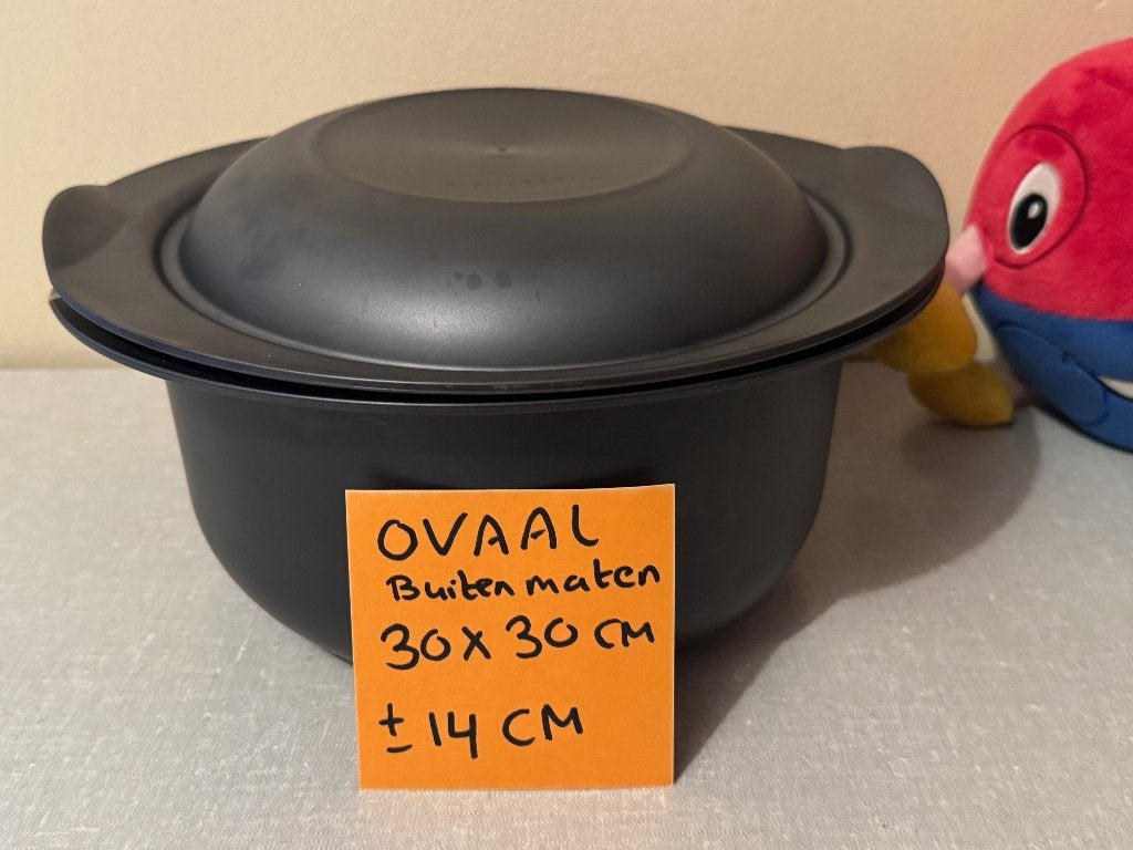 NIEUWSTAAT magnetron schaal ULTRA PRO 5 Liter TUPPERWARE, Ophalen of Verzenden, Zo goed als nieuw, Schaal