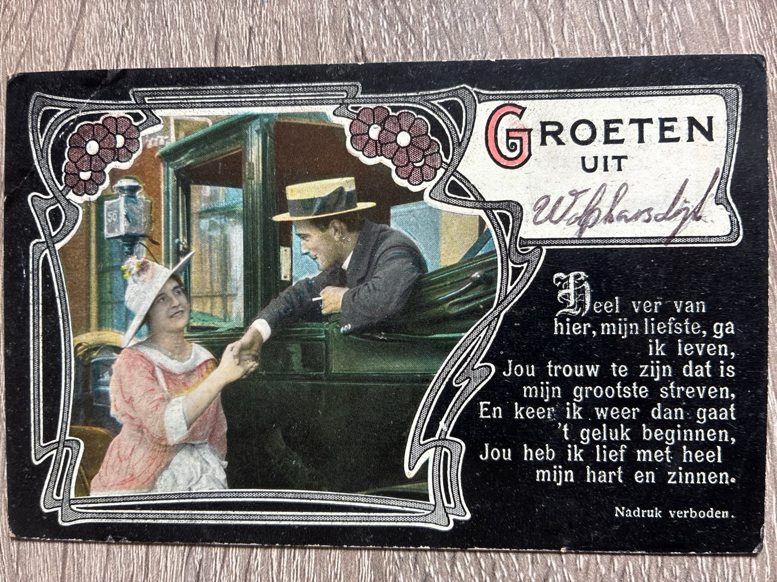 Antieke Ansichtkaart: Groeten uit Wolphaartsdijk 1918, Verzamelen, Ansichtkaarten | Nederland, Gelopen, Noord-Holland, Voor 1920