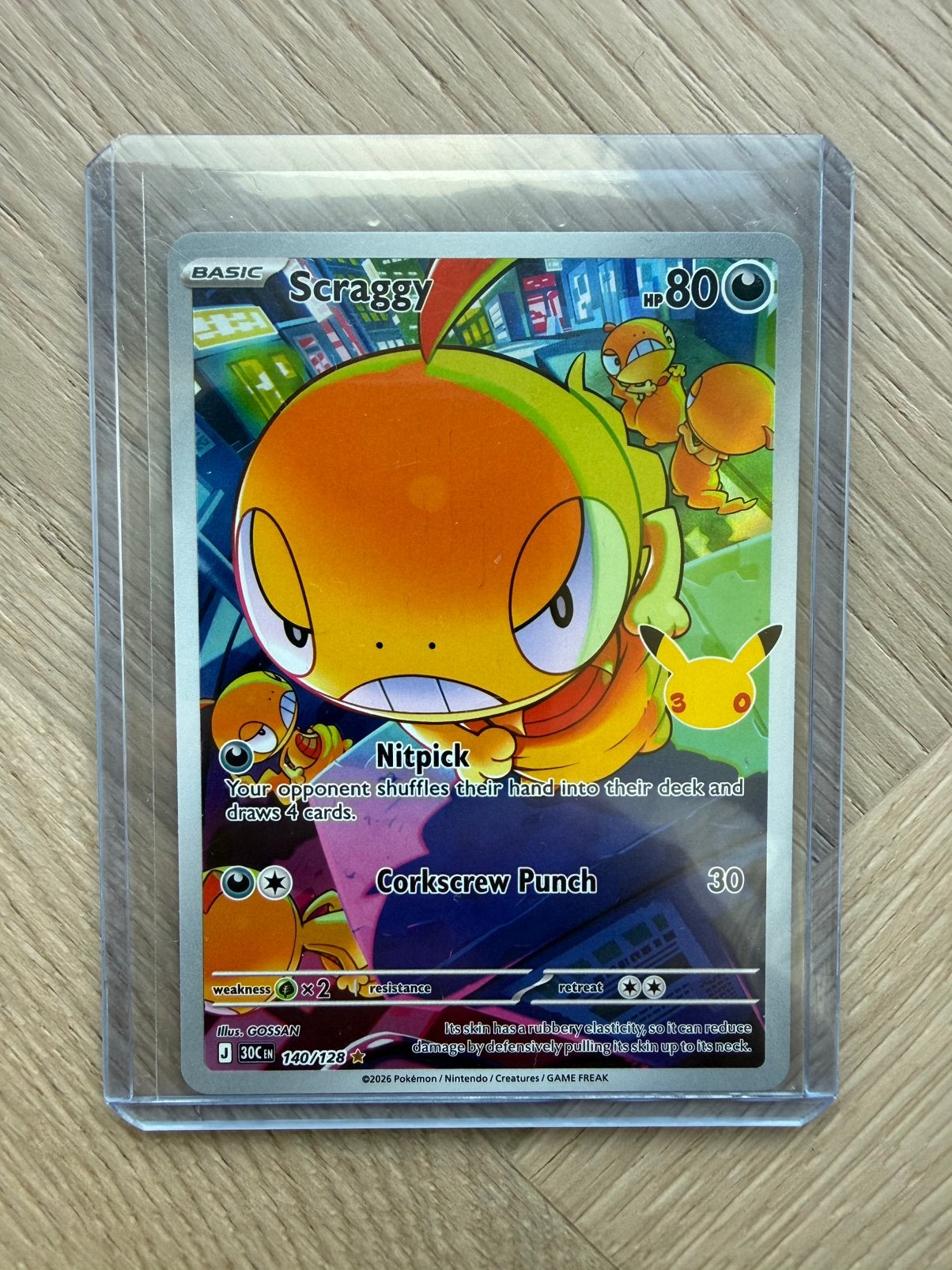 Scraggy 140 - 30th Celebrations Anniversary Pokemon, Ophalen of Verzenden, Zo goed als nieuw, Losse kaart