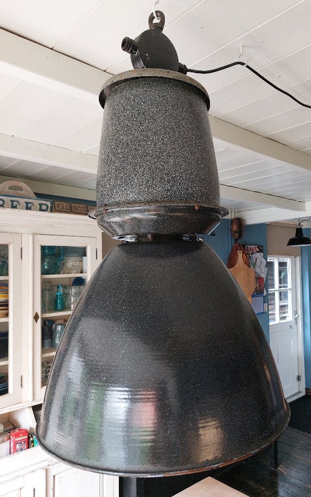 Hanglamp/fabriekslamp, emaille, industrieel, Ophalen, Gebruikt, Metaal, Industrieel