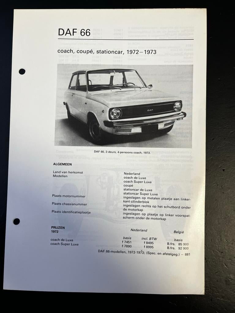 DAF 66 Coach, Coupé, Stationcar - vraagbaak 1972-19, Ophalen of Verzenden, Gelezen, Overige merken