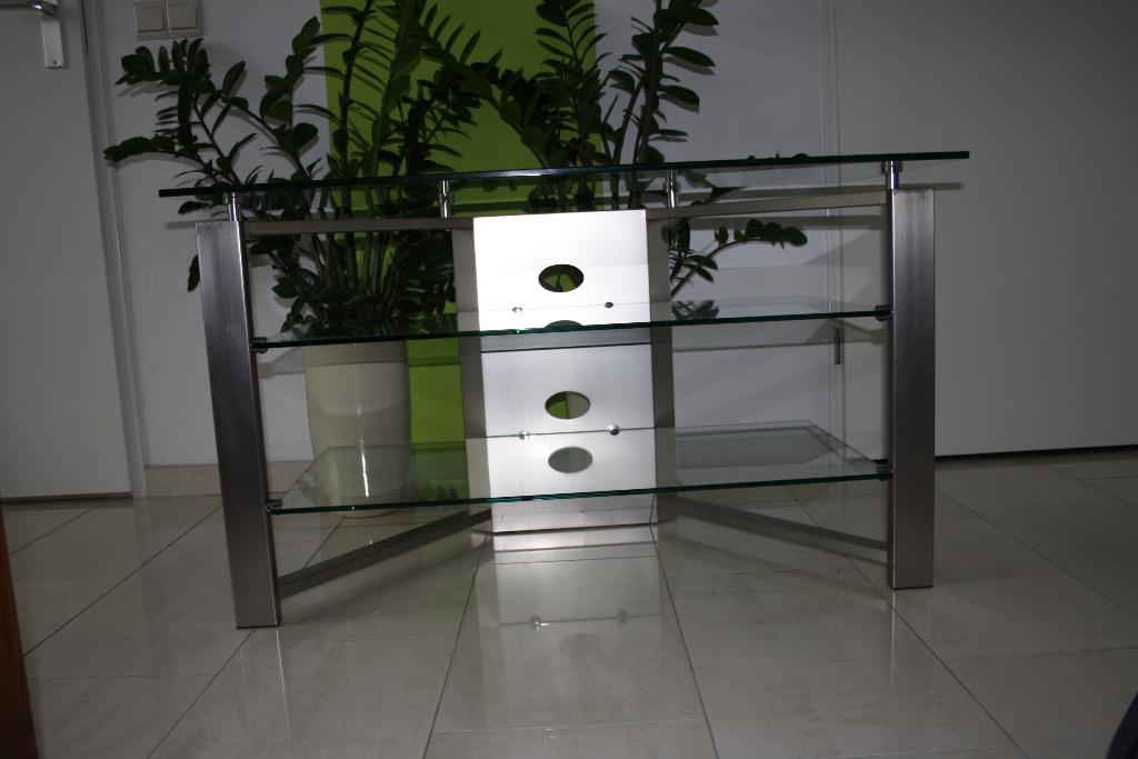 Modern stereo- t.v. meubel met draaibaar  plateau., Ophalen, 50 tot 100 cm, Zo goed als nieuw, Glas