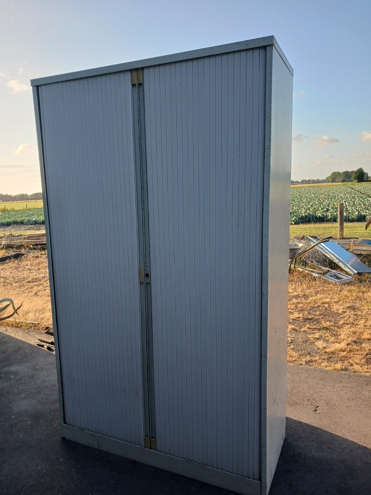 Metalen roldeurkast met planken hoog 2m br 120 cm diep 50 cm, Doe-het-zelf en Verbouw, Metalen, Ophalen, Gebruikt