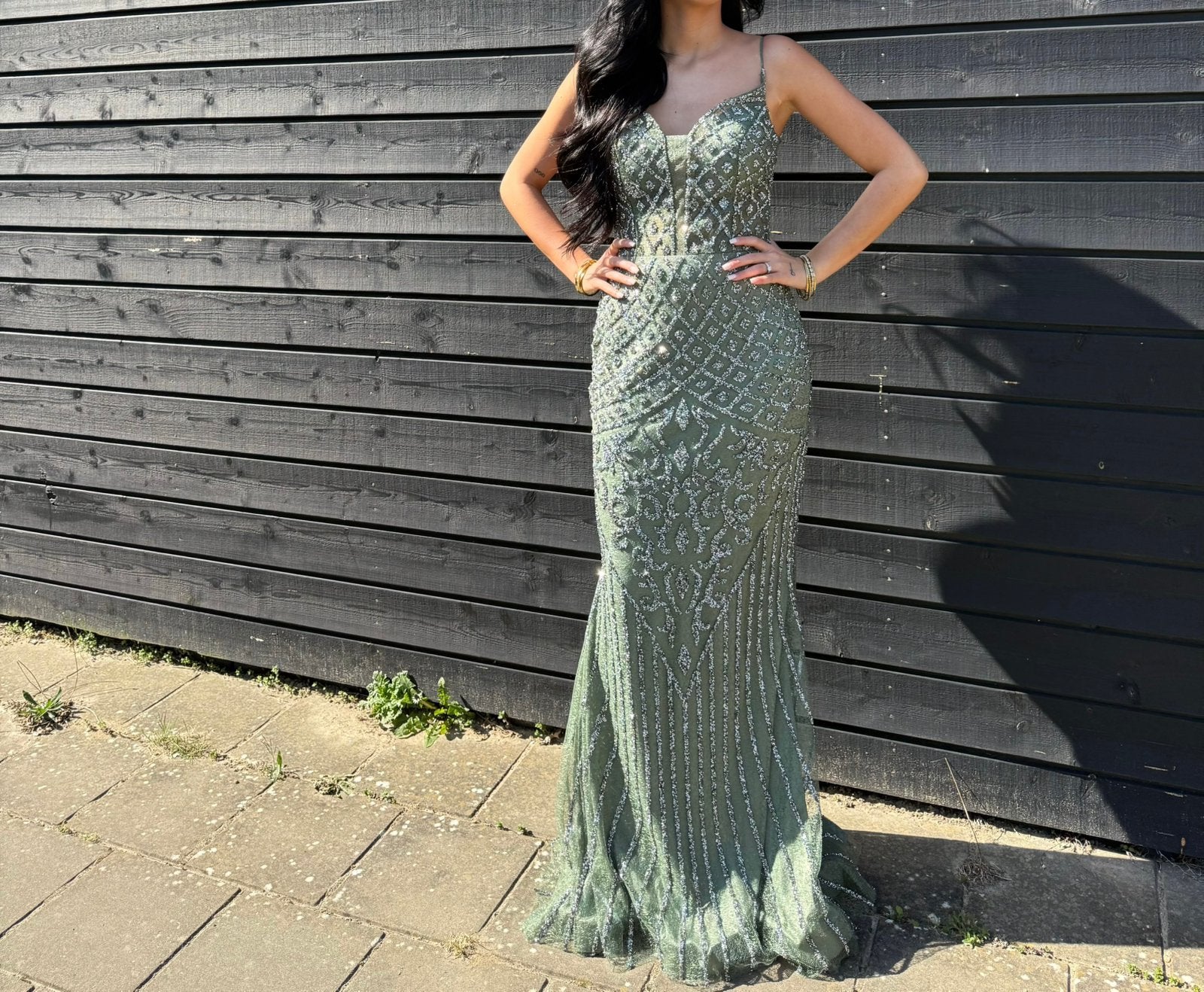 Nieuwe galajurk ongedragen / abiye, Kleding | Dames, Gelegenheidskleding, Ophalen of Verzenden, Nieuw, Groen, Galajurk