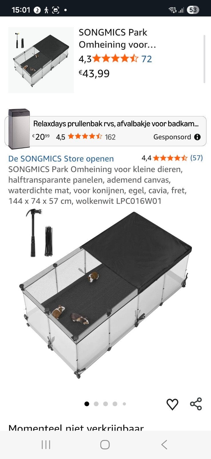 binnenverblijf kleine huisdieren, Dieren en Toebehoren, Ophalen