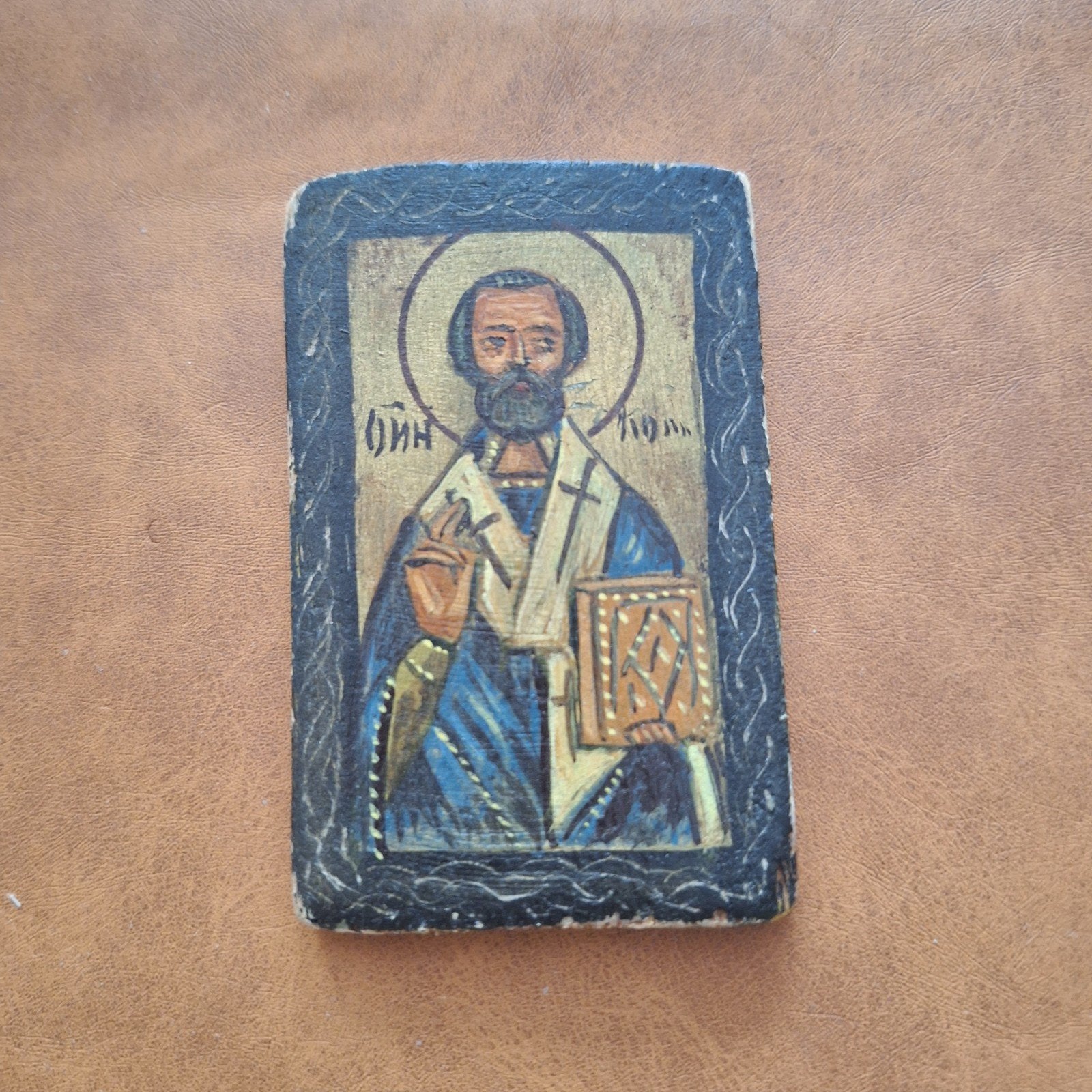Antiek Russisch Orthodox icoon, handgeschilderd, Antiek en Kunst, Ophalen of Verzenden