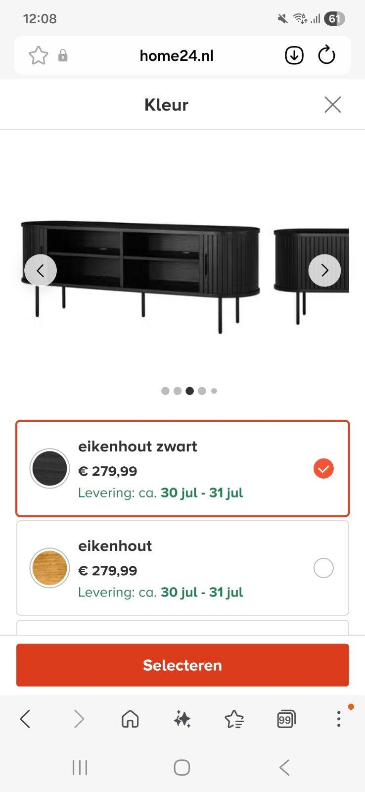 zwarte tv kast meubel eiken hout mango nieuw, Ophalen, Nieuw, 100 tot 150 cm, Minder dan 100 cm