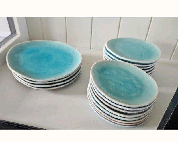 Uitgebreid Jewel servies - blauw/groen/grijs, organisch, Ophalen, Gebruikt, Overige merken, Keramiek