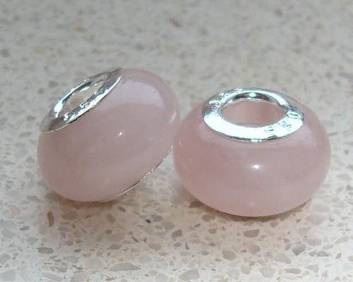 Groot gat bedel met rozenkwarts, Sieraden, Tassen en Uiterlijk, Bedels, Want 18 Hoogvliet, Adorabeads, Verzenden, Nieuw
