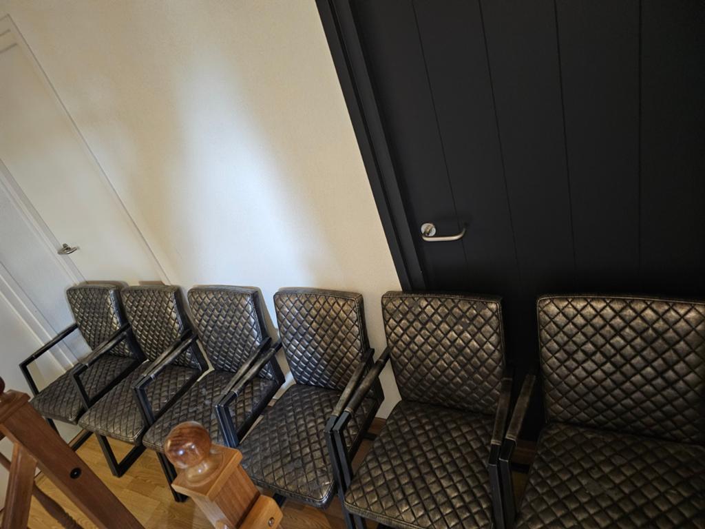 6 eetkamerstoelen., Ophalen, Gebruikt, Zwart, Leer
