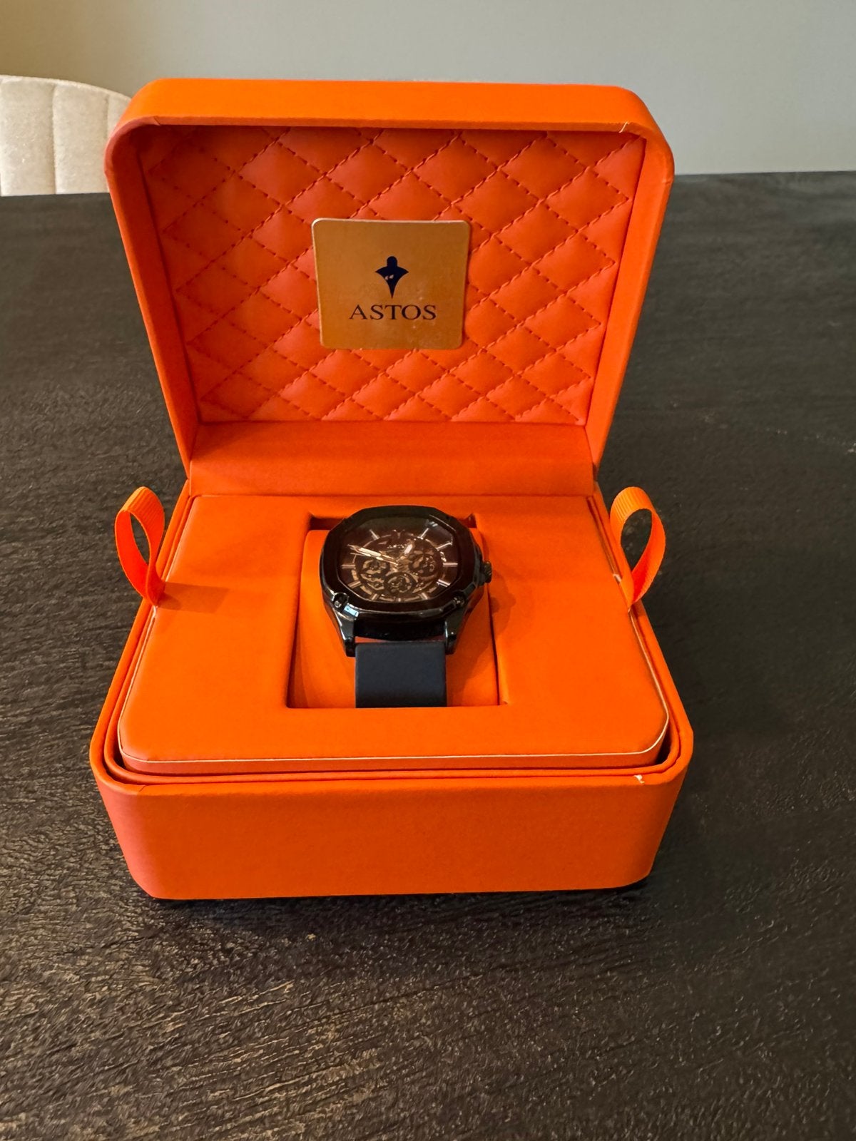 Astos automatisch herenhorloge, Overige materialen, Leer, Polshorloge, Zo goed als nieuw