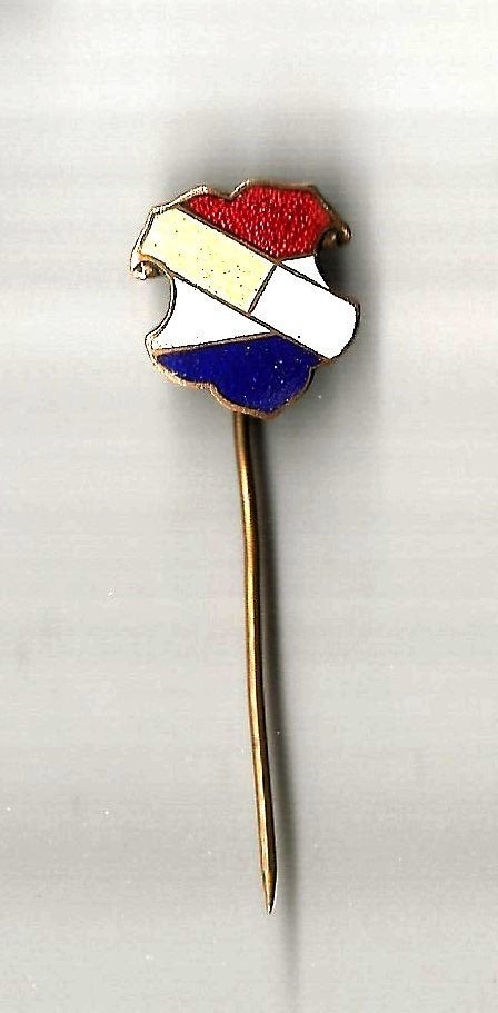 onbekende emaille speld rood wit blauw geel, Ophalen of Verzenden, Nieuw, Overige onderwerpen, Speldje of Pin