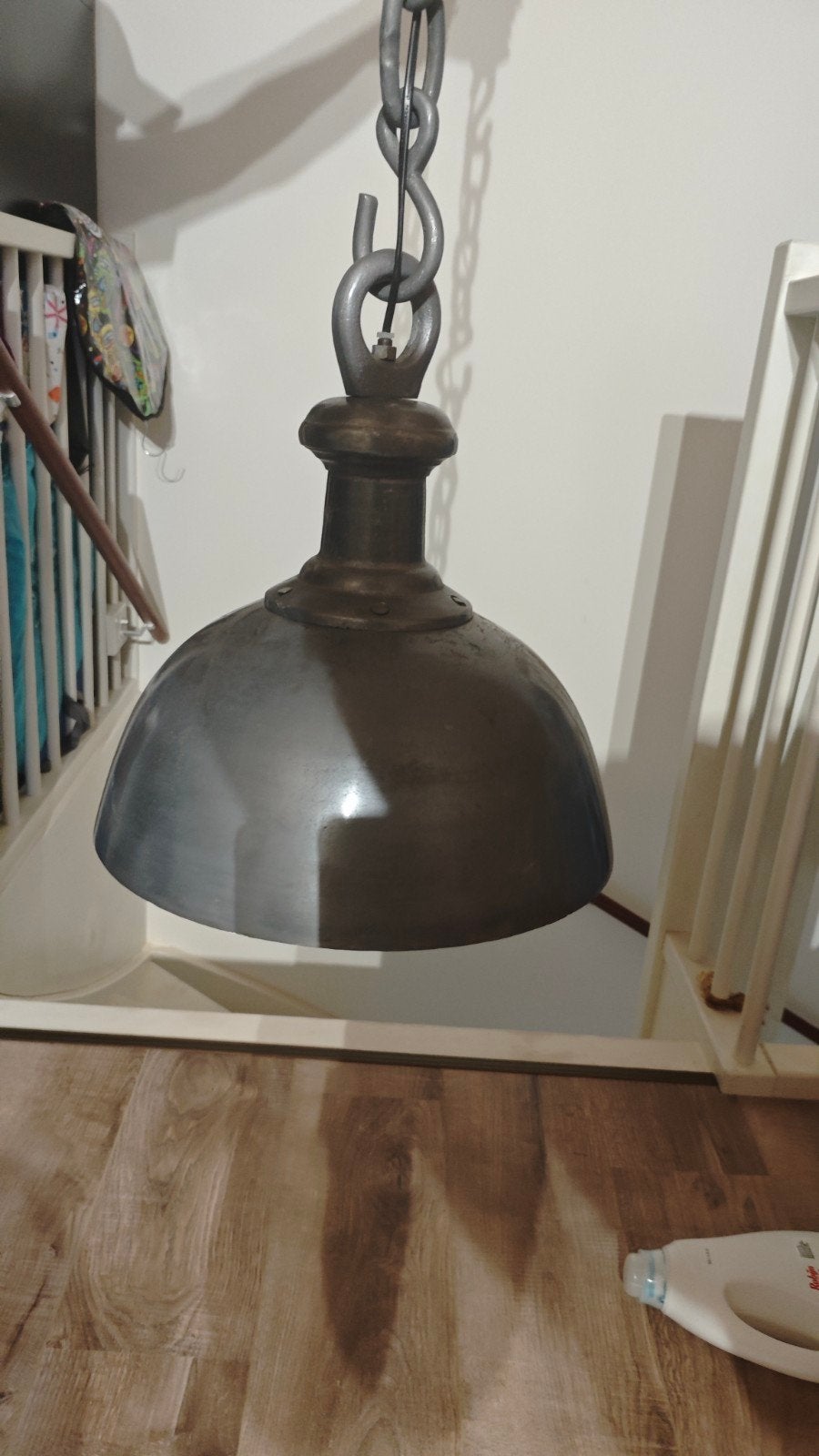 Industriële hanglamp met ketting - Metaal, Ophalen, Gebruikt, E27 (groot), Metaal