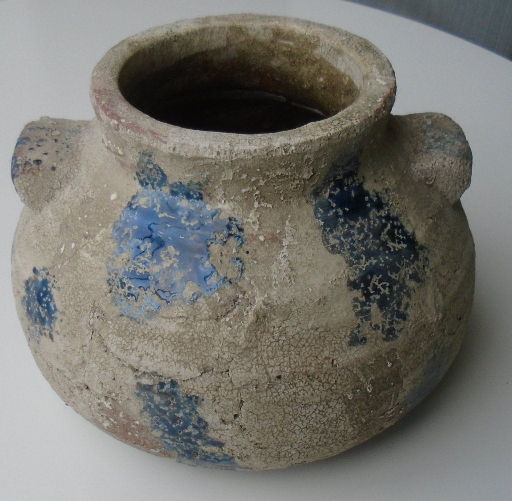 KRUIK, POT, VAAS, KAN DECO STEEN BLAUW 17 CM DIA 24 CM, Steen, -, -, Rond