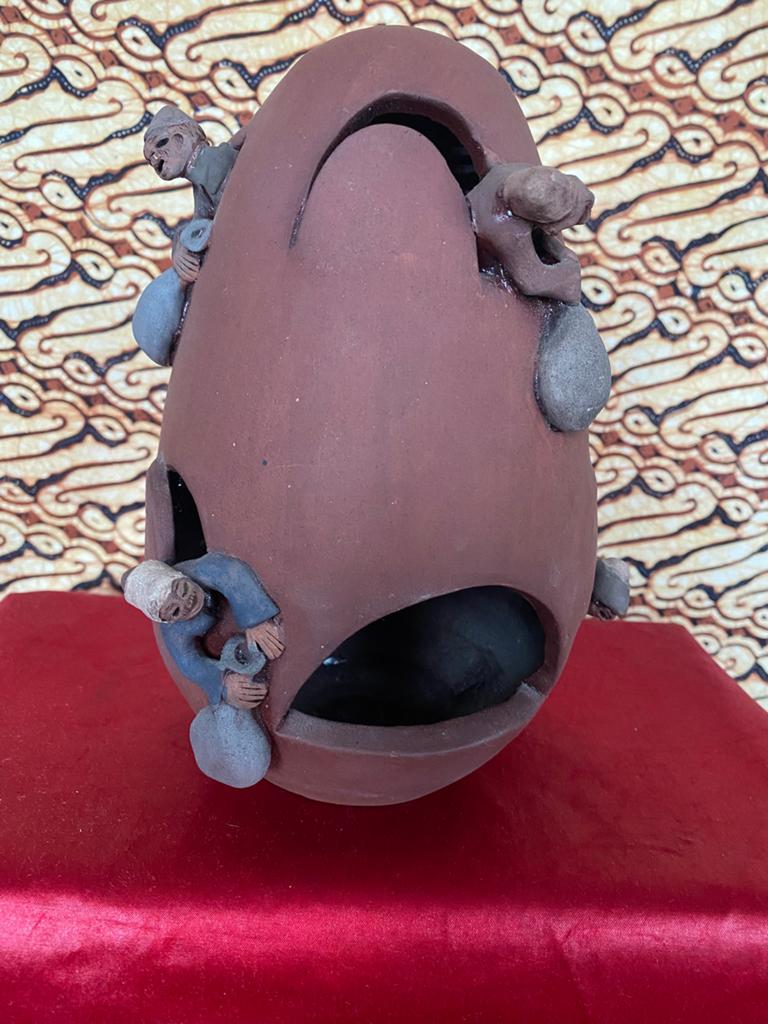 HANDGEMAAKT TERRACOTTA BEELD., Antiek en Kunst, Kunst | Beelden en Houtsnijwerken, Ophalen of Verzenden