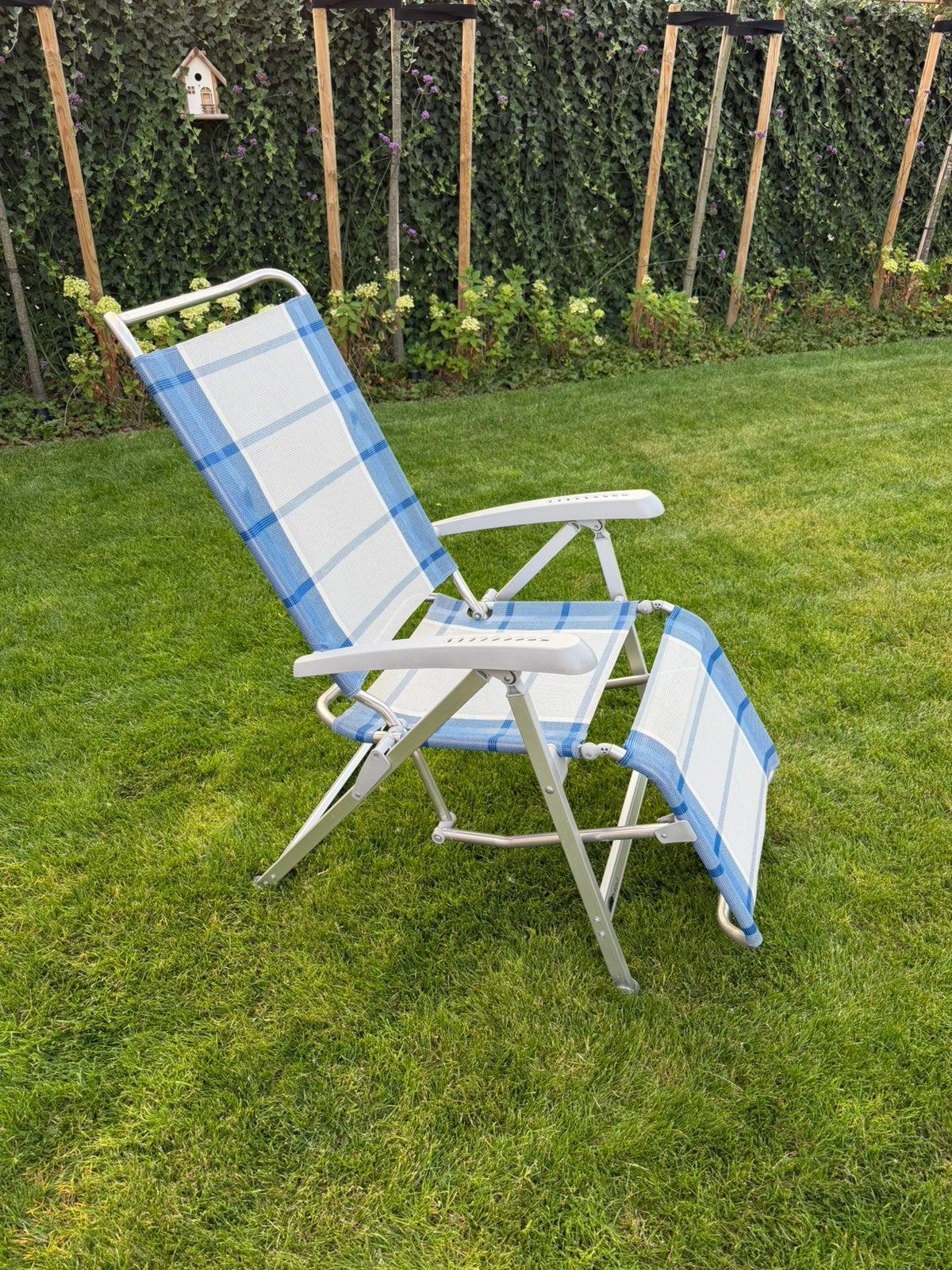 Dukdalf (relax) meerstanden stoel blauw/grijs, Ophalen, Zo goed als nieuw, Campingstoel