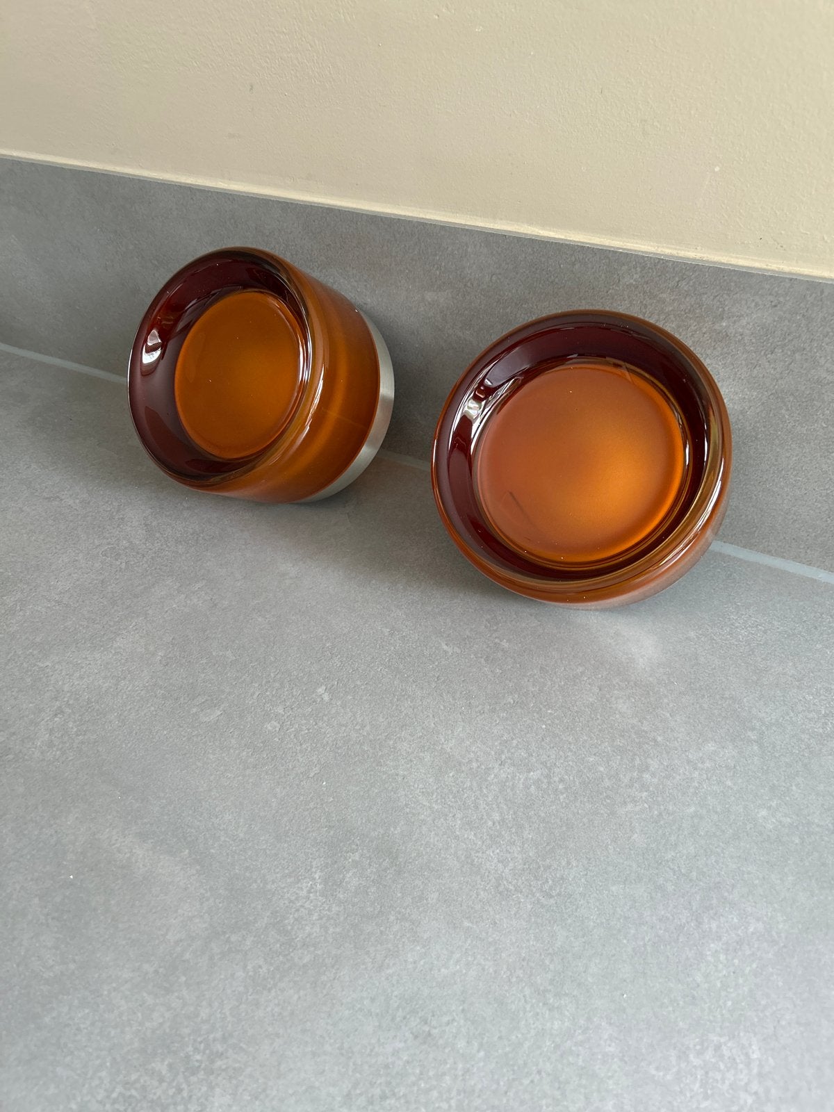 Set van 2 vintage amberkleurige glazen wandlampen, Ophalen of Verzenden, Nieuw