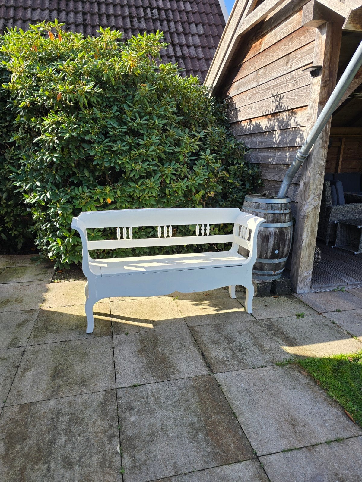 Witte houten klepbank - 150cm breed, 40cm diep, Ophalen of Verzenden, Gebruikt, Hout