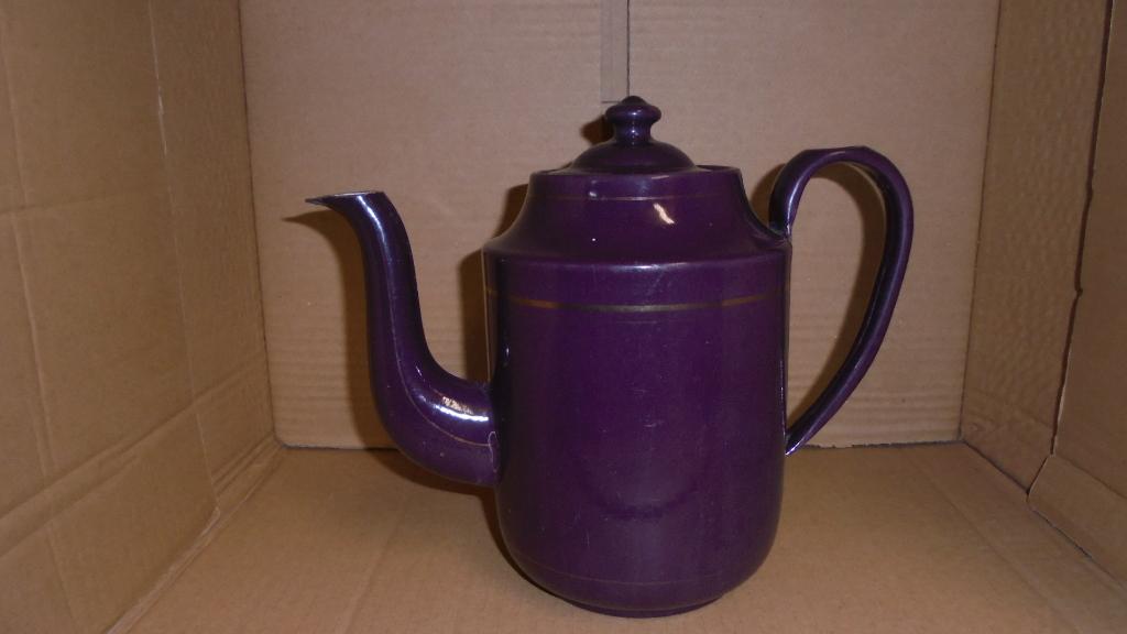 aubergine emaille koffiekan met bies H20cm, Antiek en Kunst, Antiek | Emaille, Ophalen of Verzenden