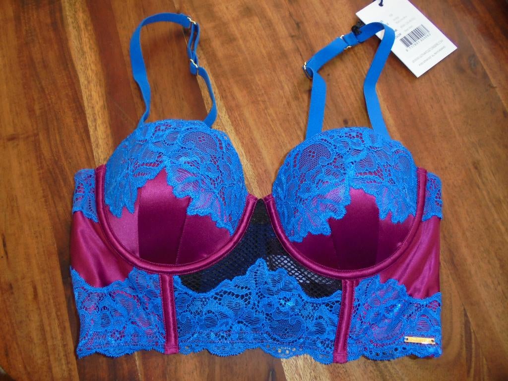 prachtige nieuwe set Bustier BH 70B en tanga broekje L, UltraViolet, Ophalen of Verzenden, Blauw, Setje