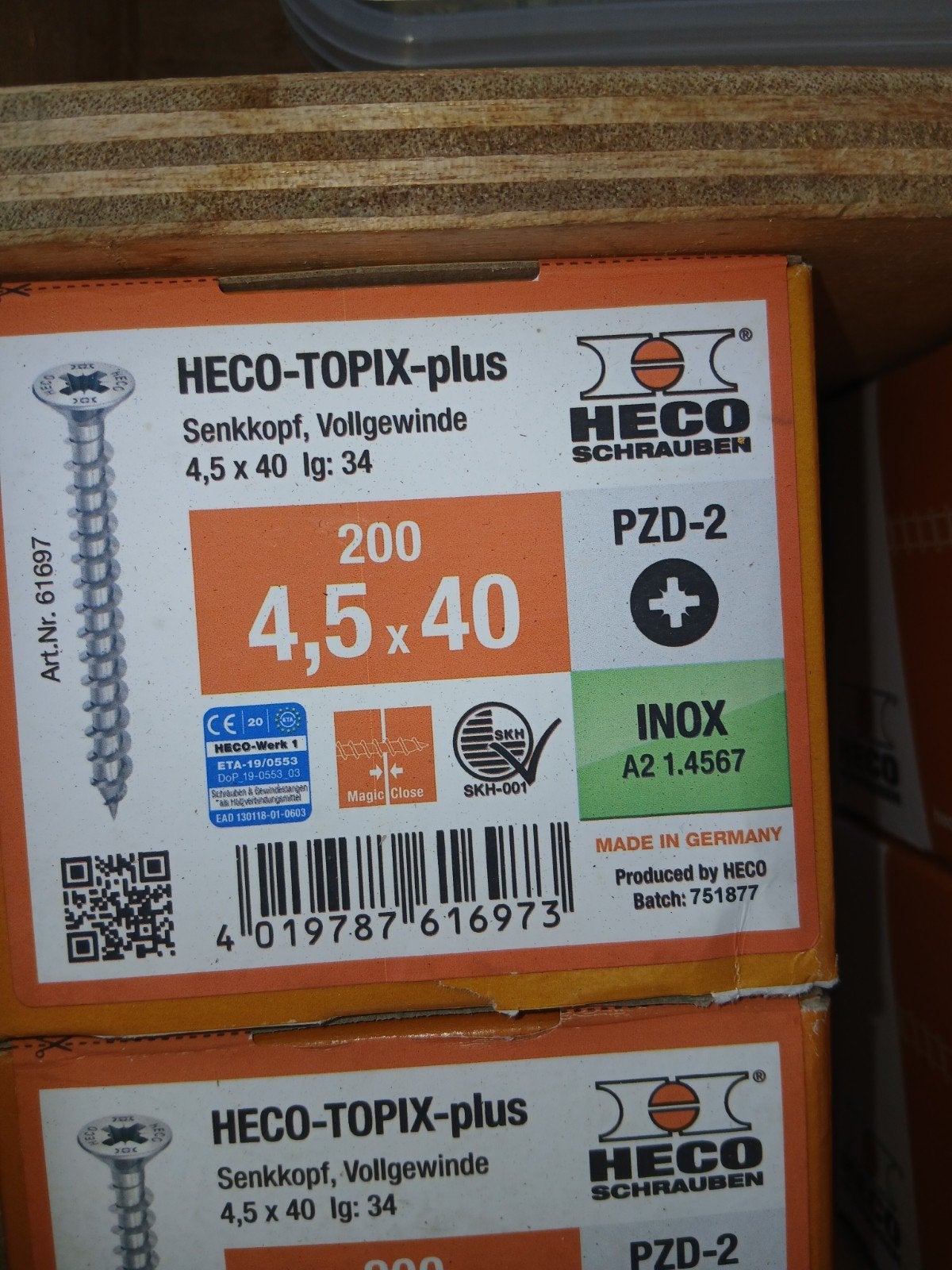 HECO-TOPIX-plus RVS schroeven 4,5x40mm (200 stuks), Schroeven, Nieuw, Ophalen of Verzenden, Minder dan 50 mm