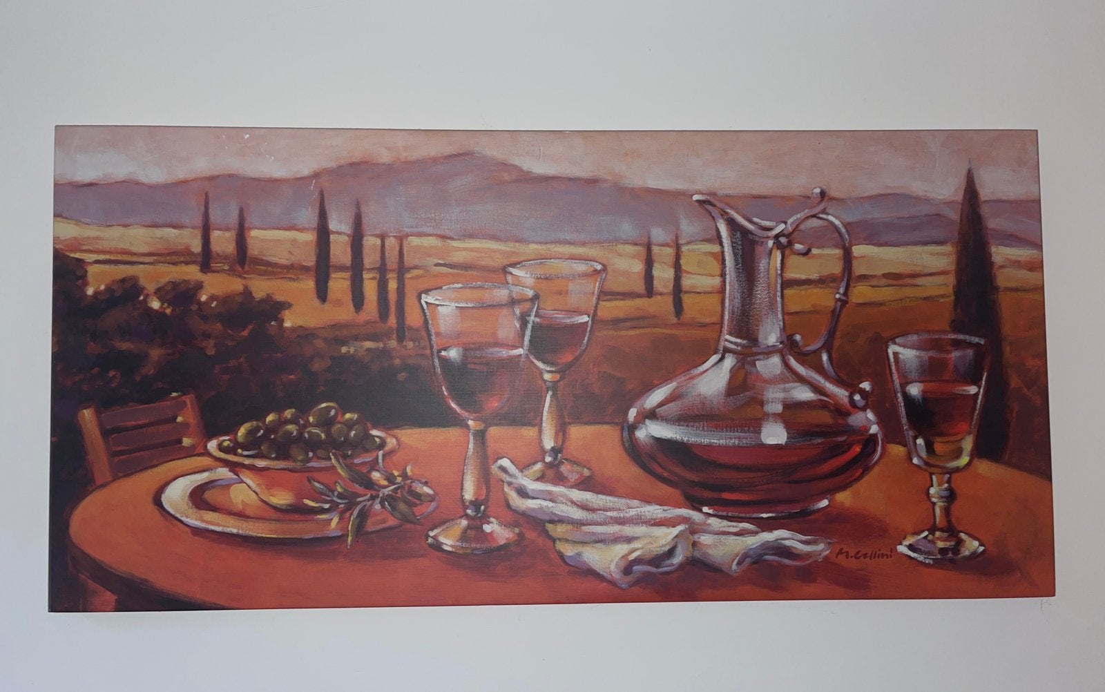 Canvas schilderij landschap, M.Cellini, Antiek en Kunst, Ophalen, Landschap