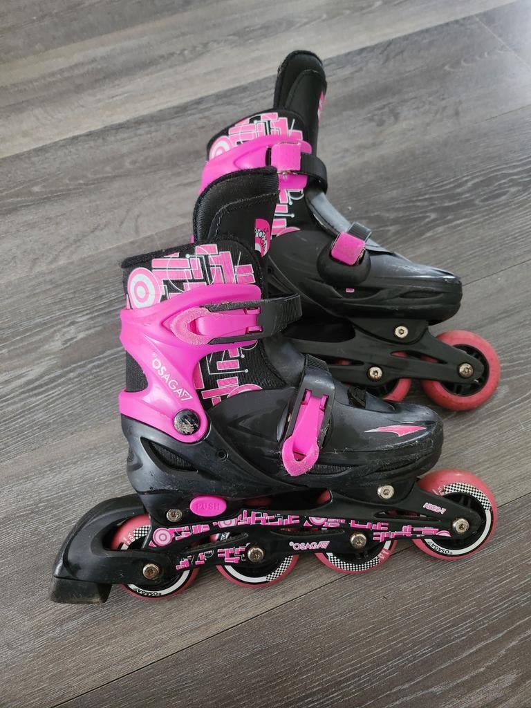 Verstelbare roze/zwarte skates, maat 35-38 met remblokje, Sport en Fitness, Ophalen, Gebruikt, Overige typen