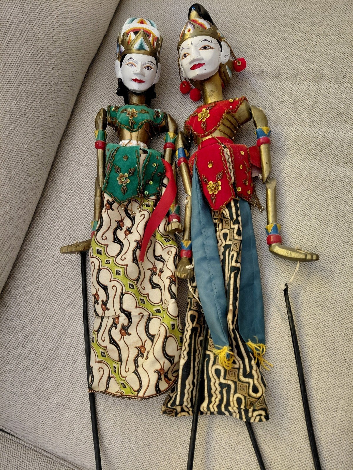 Prachtig stel Wajangpoppen., Ophalen of Verzenden