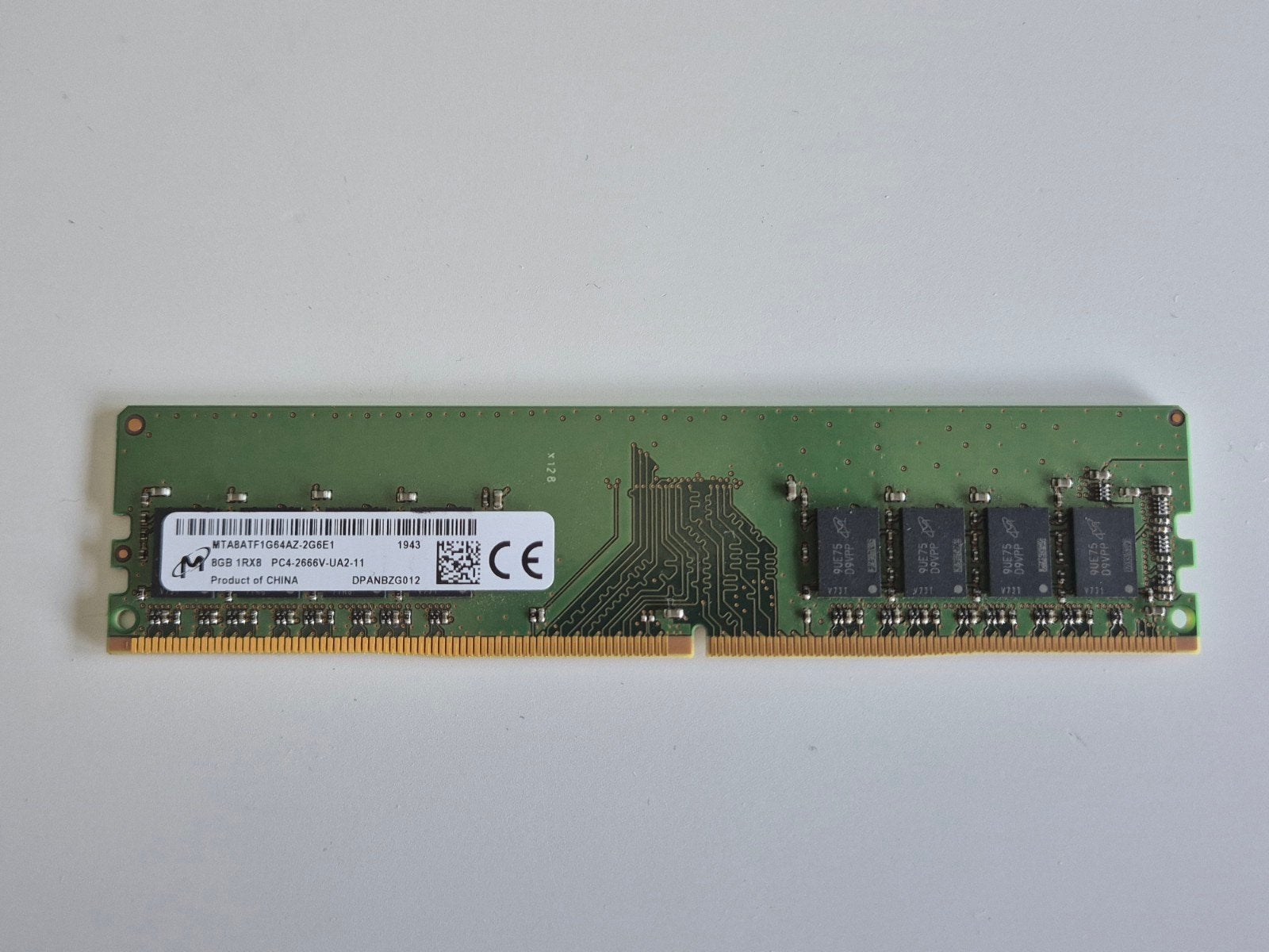 8GB Micron DDR4 PC4 2666Mhz Werkgeheugen, Computers en Software, DDR4, 8 GB, Ophalen of Verzenden, Zo goed als nieuw