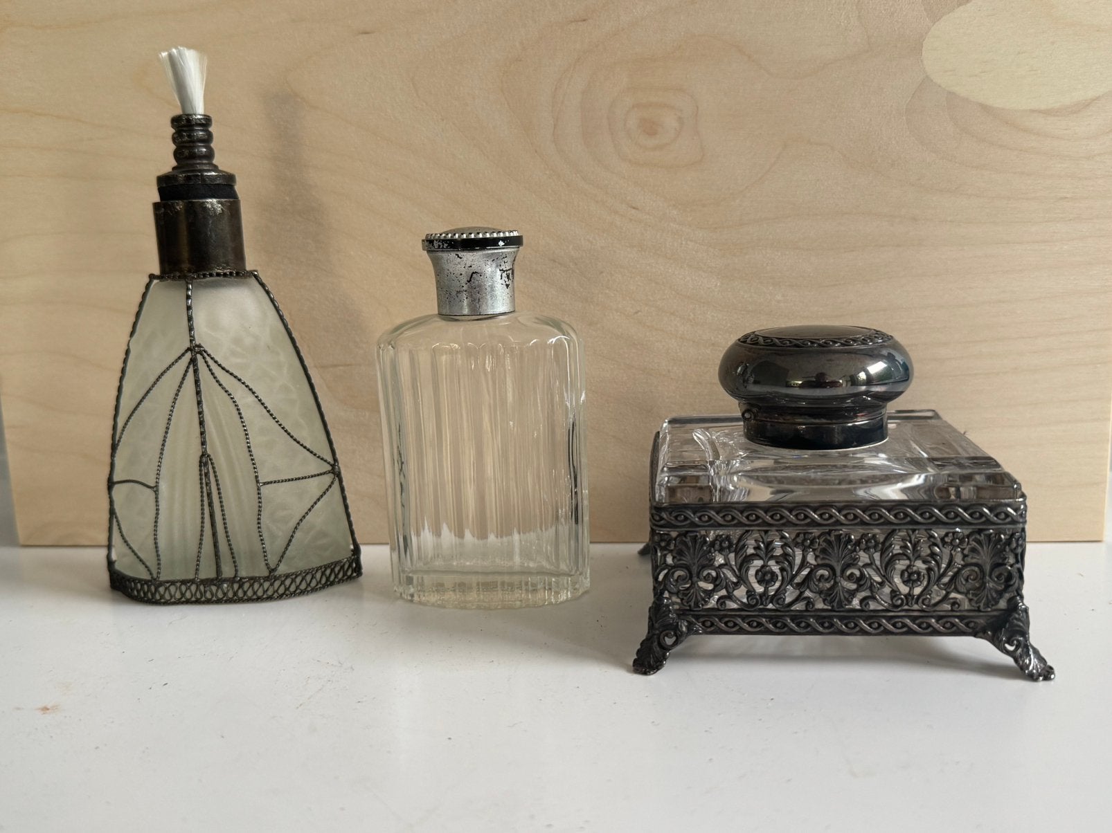 3 stuks antieke parfumflesjes Nina Ricci, Ophalen of Verzenden, Zo goed als nieuw, Parfumfles