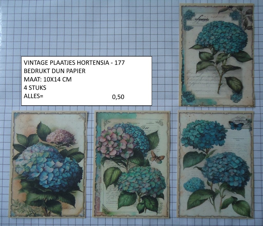 ⚠️nu 0,25: plaatjes hortensia ( 3 sets ) alleen verzenden, Hobby en Vrije tijd, Scrapbooking, Ophalen, Nieuw, Papier of Karton