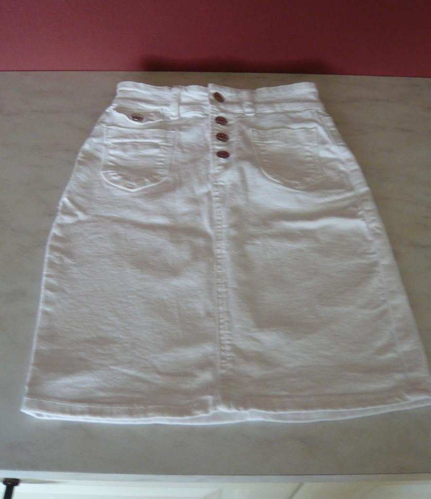 Only spijkerrokje wit knoopsluiting zgan mt XS 34, Only, Wit, Ophalen of Verzenden, Zo goed als nieuw