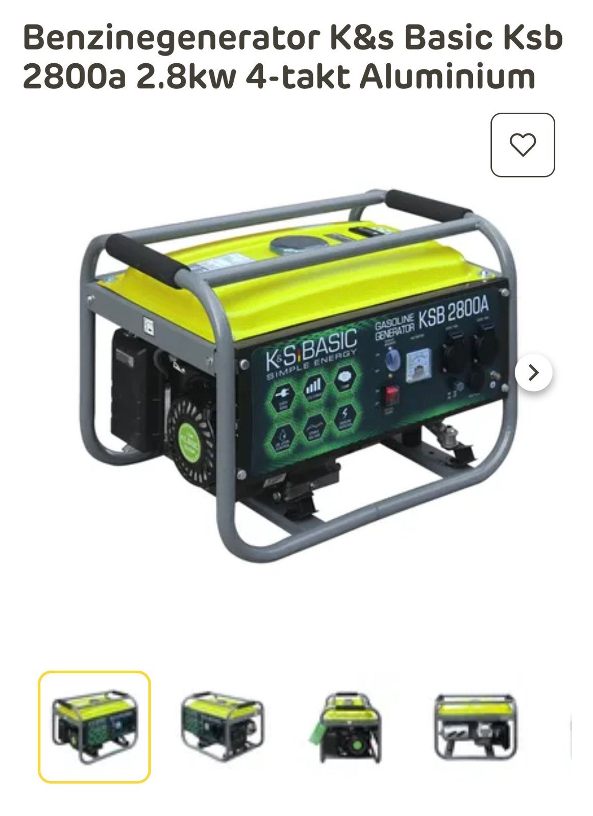 Te koop Benzinegenerator K&S Basic KSB 2800A 2.8kW 4-takt, Ophalen, Zo goed als nieuw, Minder dan 5 kVA, Benzine