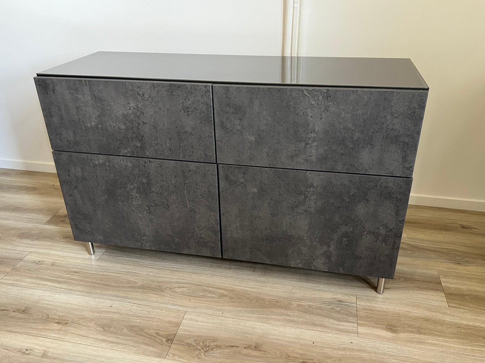 Ikea Besta lade kast met glasplaat, Ophalen, 100 tot 150 cm, Glas, Zo goed als nieuw