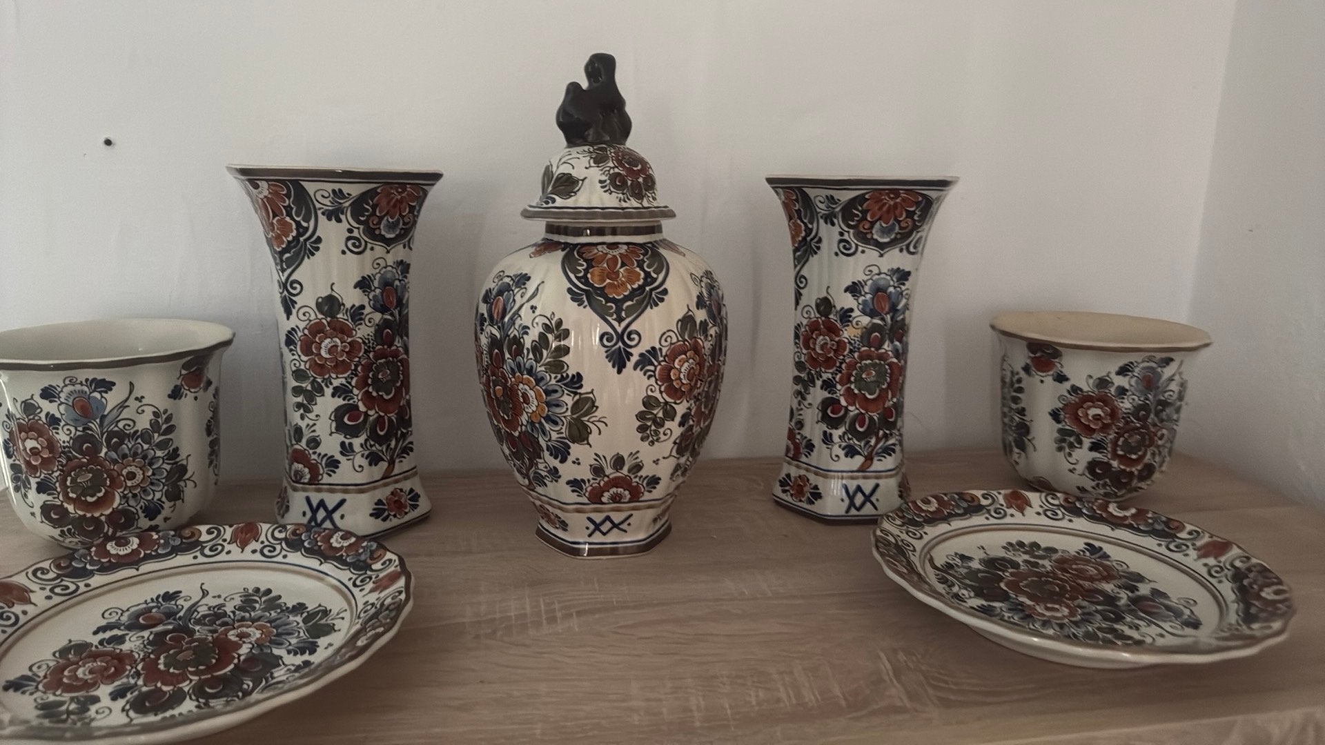 Complete 7-delige Flora Keramiek Delft Polychroom Set, Antiek en Kunst, Ophalen