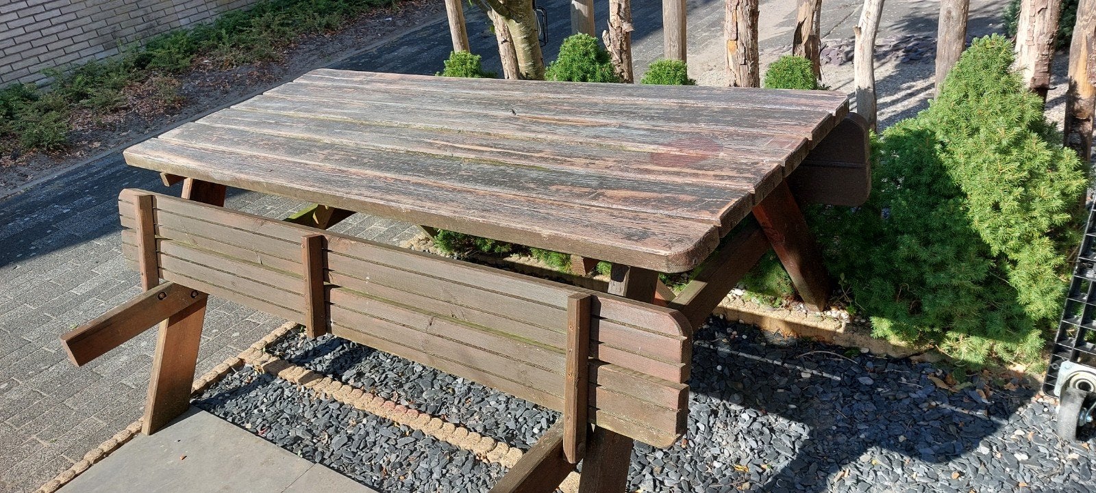 Houten picknicktafel - Gebruikt, Tuin en Terras, Picknicktafels, Ophalen of Verzenden, Gebruikt, Rechthoekig, Hout