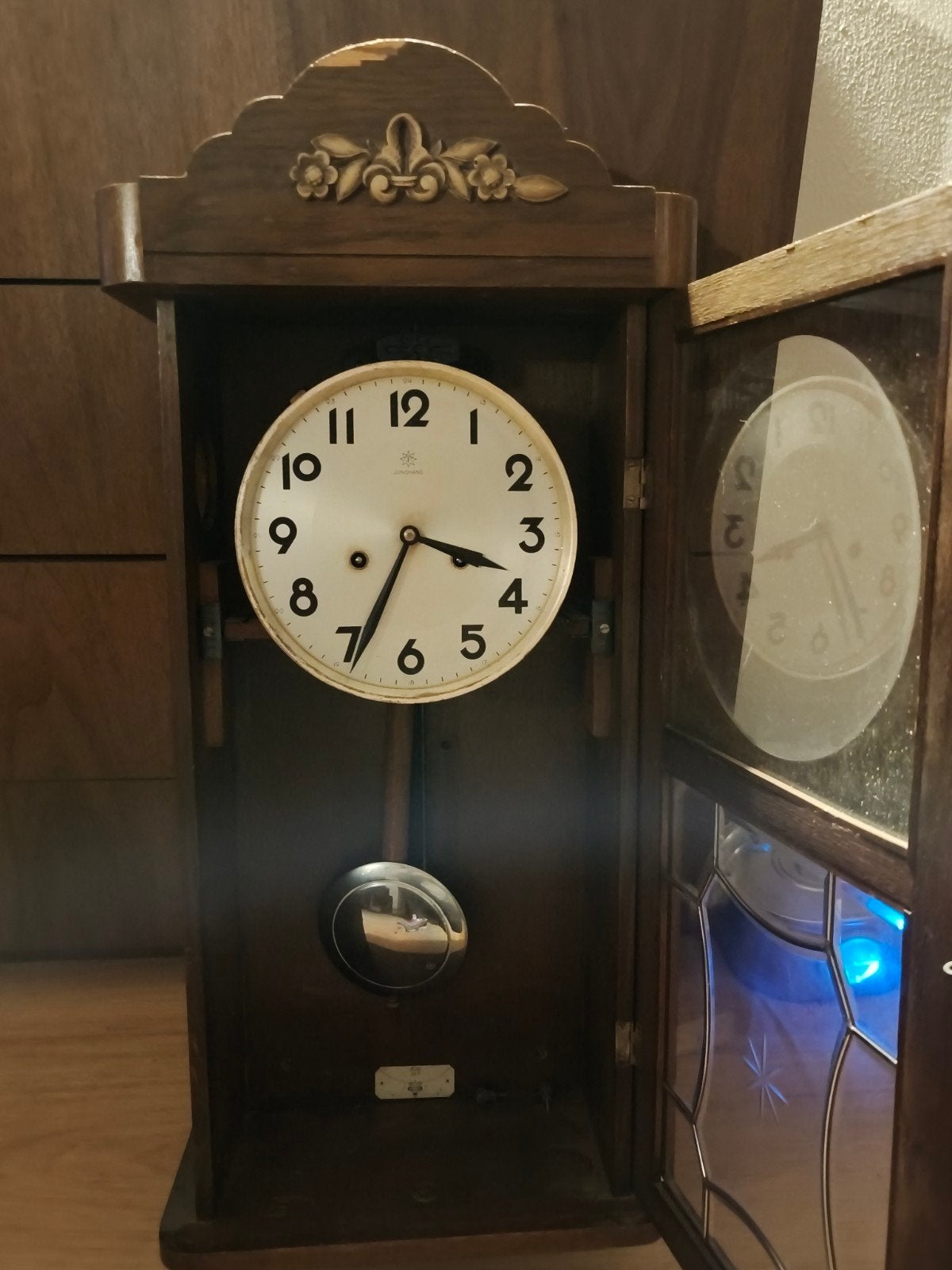 Antieke Junghans wandklok met slinger, Ophalen of Verzenden