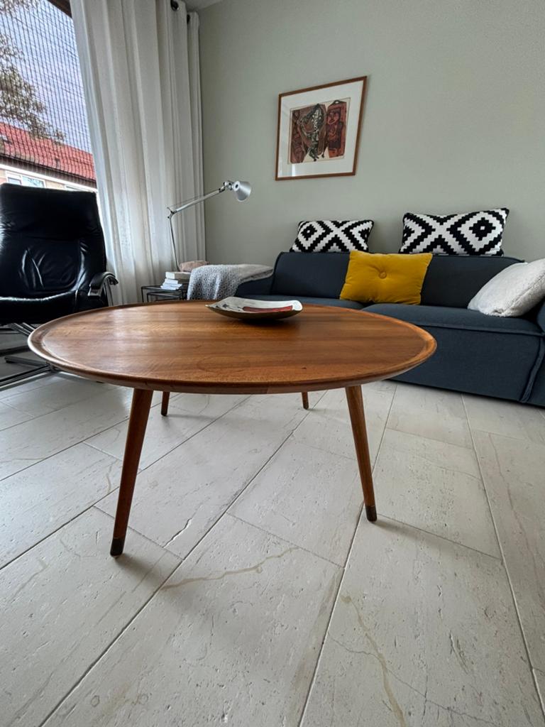 Deens design jaren ‘60 salontafel, Huis en Inrichting, Tafels | Salontafels, Ophalen, Gebruikt, Rond, 50 tot 100 cm