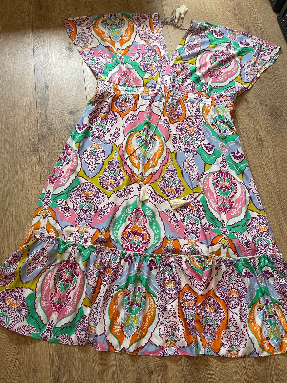 MS mode zomerse maxi jurk maat 50, Ophalen of Verzenden, Zo goed als nieuw, Maat 46/48 (XL) of groter, Overige kleuren