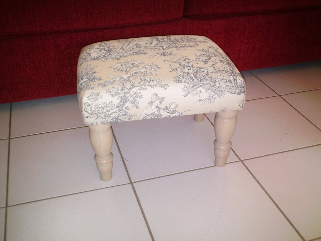 Footstool Toile de Jouy - 34x42cm - wit 550 - NIEUW !!, Minder dan 50 cm, Nieuw, Minder dan 50 cm, Ophalen of Verzenden