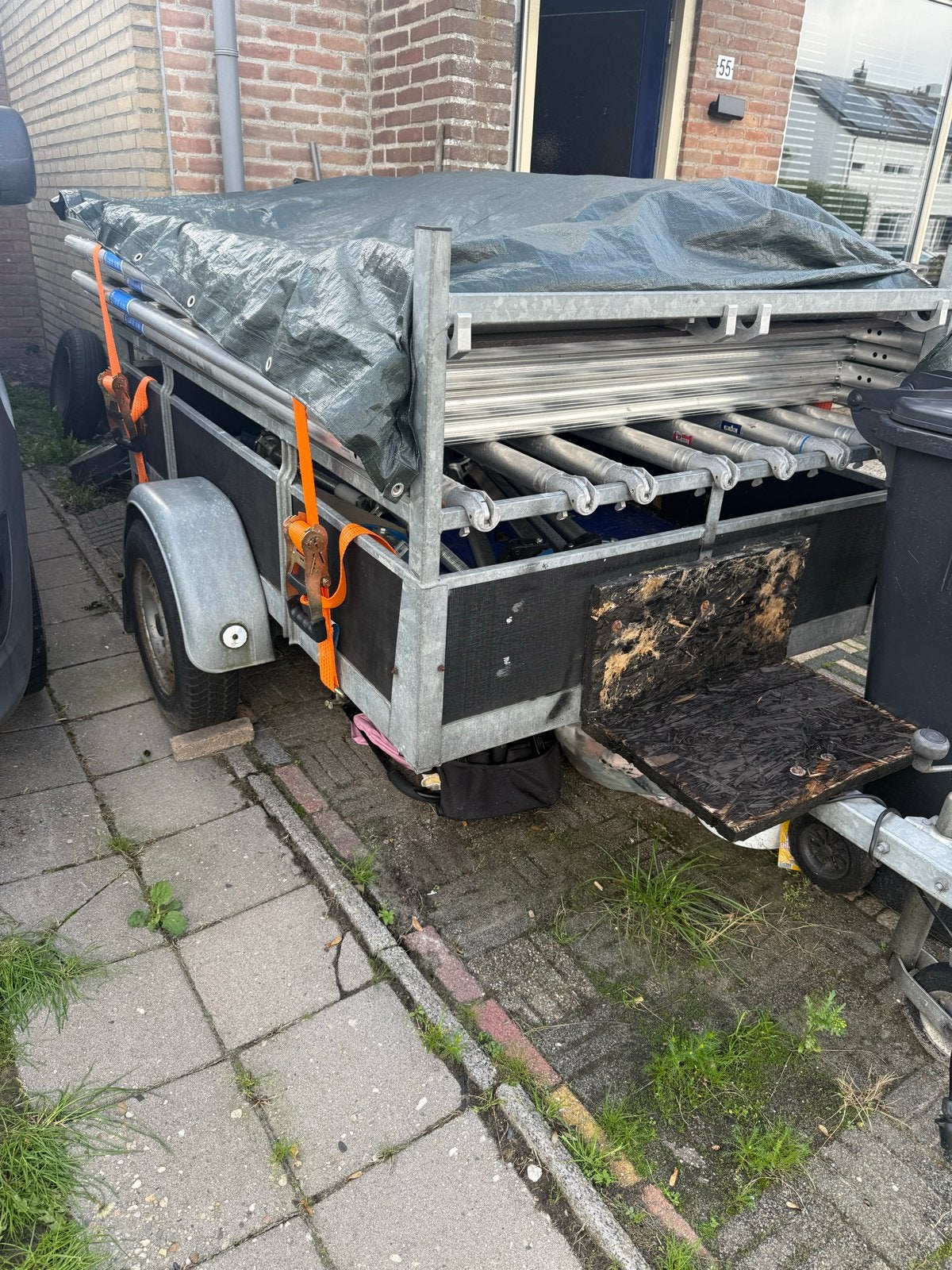 Steiger te koop + aanhanger. - ASC Euro Scaffolding, Ophalen, Gebruikt, Rolsteiger of Kamersteiger, 5 meter of hoger