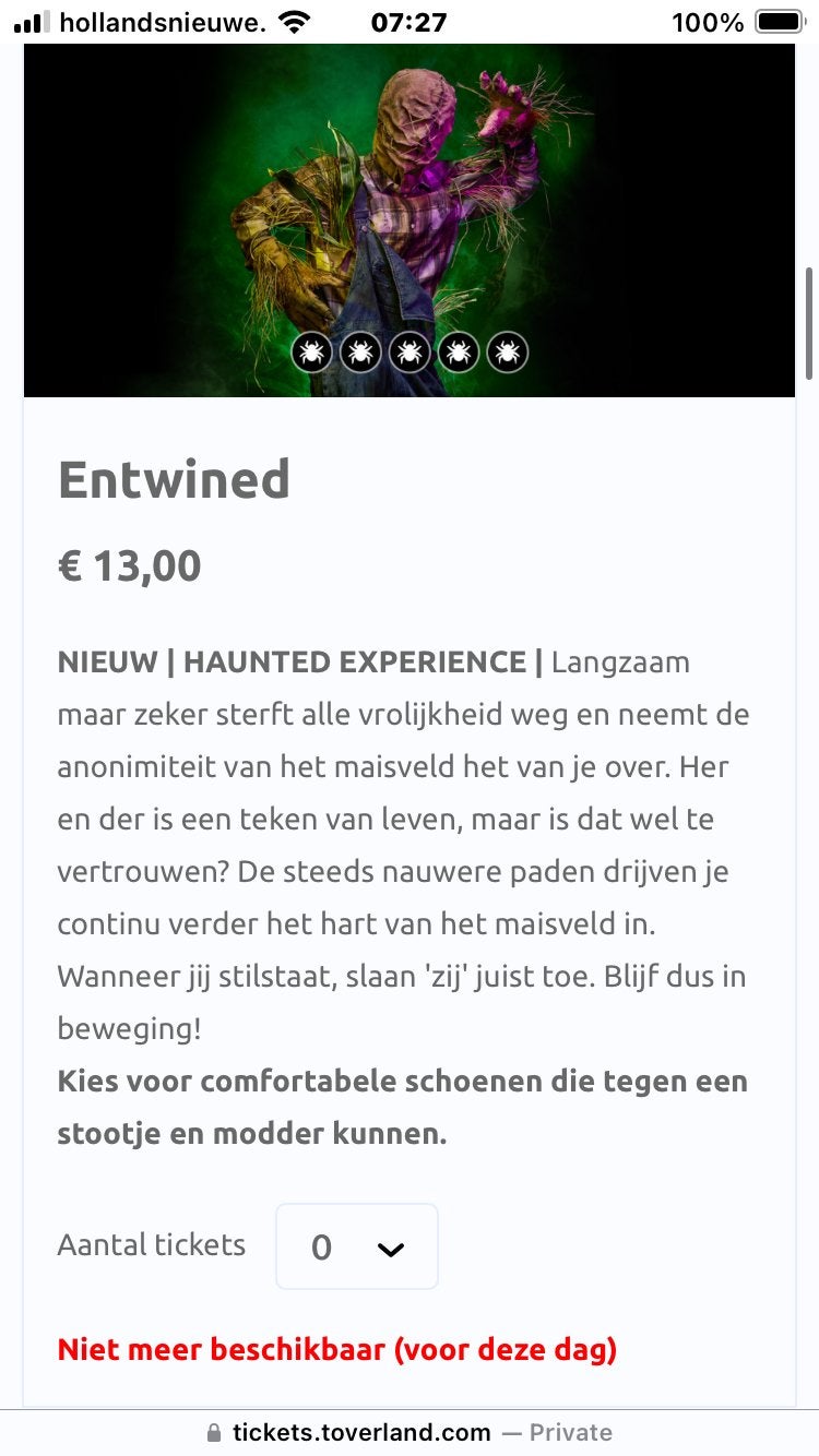 2x toverland entwined tickets voor zaterdag 31 oktober, Twee personen