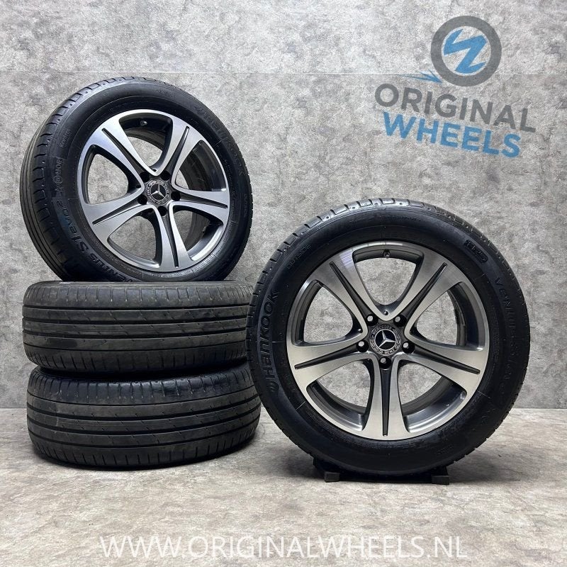 17 inch originele velgen + zomerbanden Mercedes E klasse, Gebruikt, -, -, Banden en Velgen