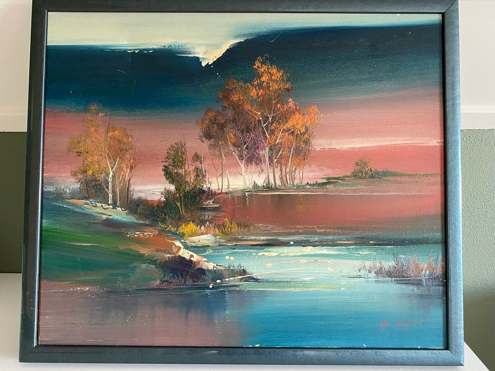 Gesigneerd olieverf schilderij van Nancy van Hussen', Doek, Impressionistisch, Ophalen of Verzenden, Gesigneerd