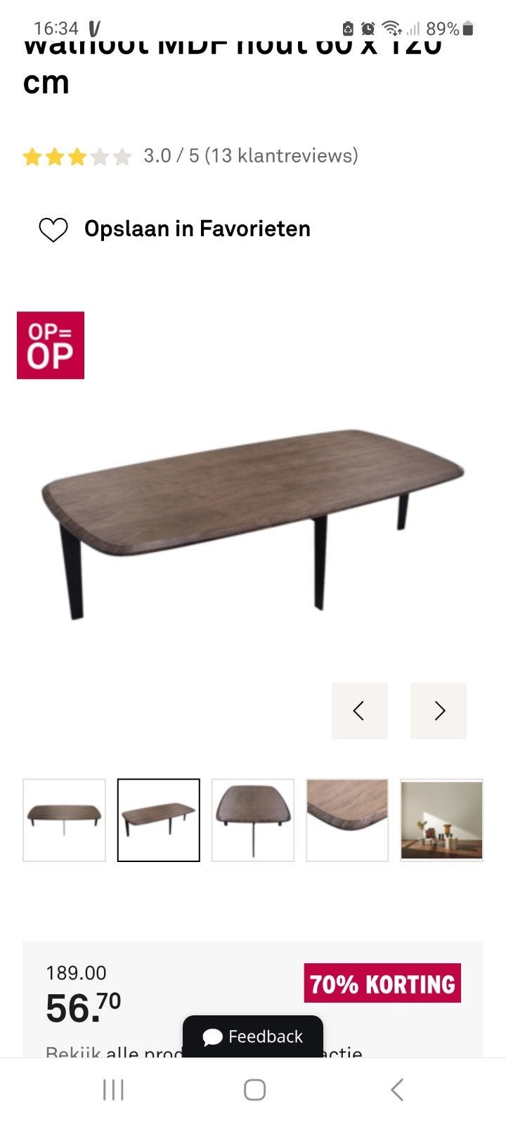 Retro salontafel Floris van Karwei - Zo goed als nieuw, Overige houtsoorten, 100 tot 150 cm, Zo goed als nieuw, 50 tot 100 cm