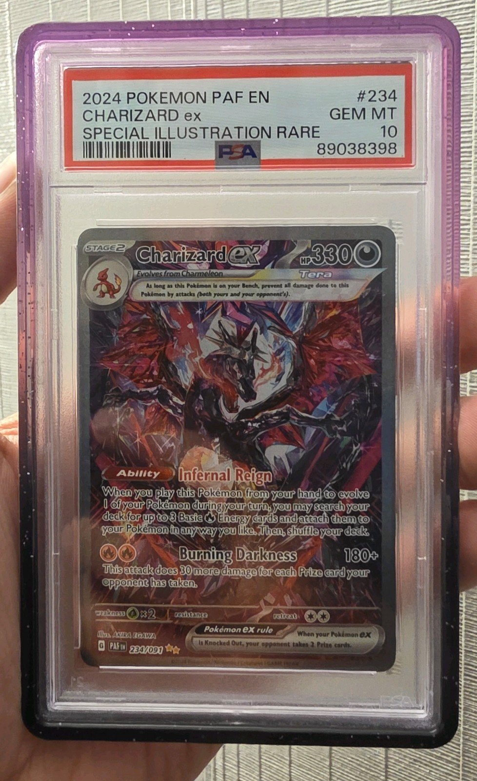 PSA 10 Charizard ex #234 Special Illustration Rare, Ophalen of Verzenden, Zo goed als nieuw, Losse kaart