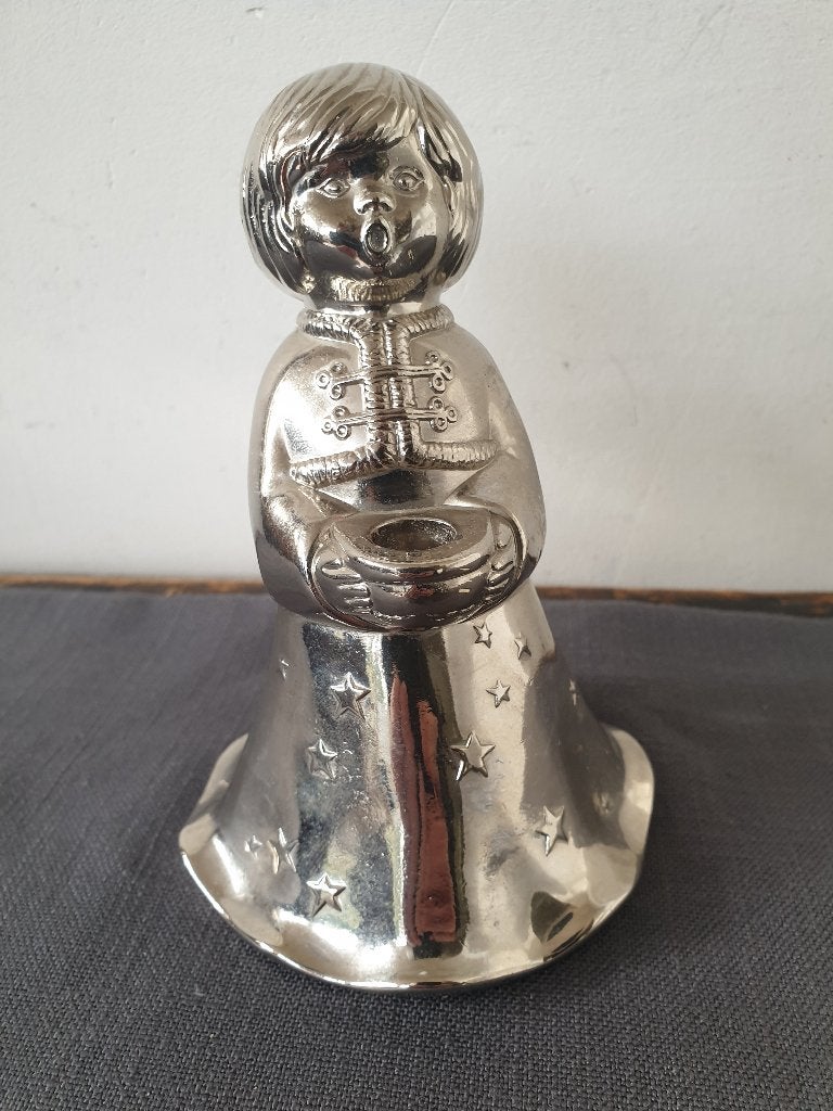 Vintage BMF zilverkleurige kandelaar engel., Ophalen of Verzenden, Zo goed als nieuw, Metaal, Kandelaar